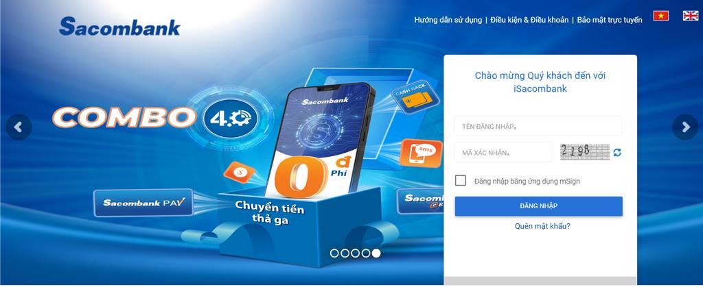 chuyển khoản từ Sacombank sang Vietcombank